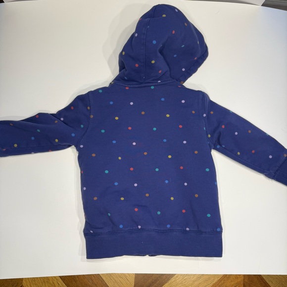 Boden Kids' Blue Hoodie Sherpa lined with Multicolored Dots - Picture 8 of 8